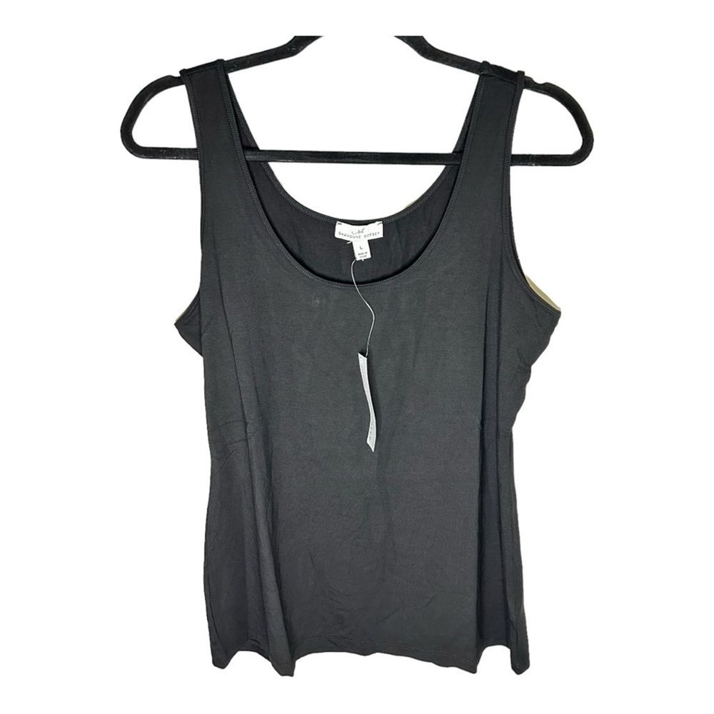 Shavonne Dorsey Womens Black Scoop Neck Tank Top Large NWT Solid Sleeveless L